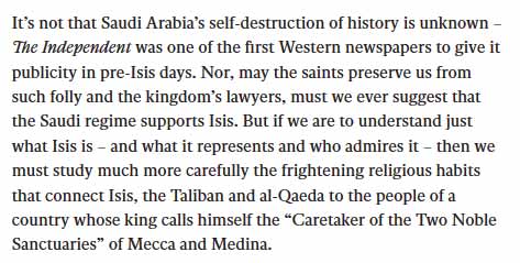 روبرت فيسك: &rsquo;داعش&rsquo; لا تختلف عن  قاطعي الرؤوس ومدمّري الآثار الإسلامية في السعودية 
