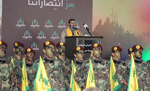 حزب الله يتلقى التبريكات بالشهيد القائد حسن الحاج في مجمع الامام الحسين(ع) في صور