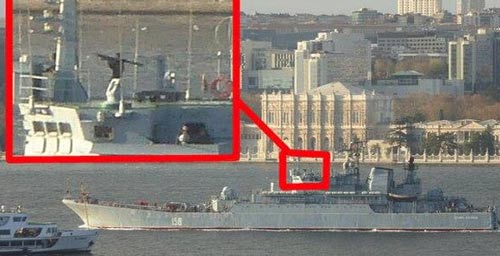 بالصور: صاروخ مضاد للطائرات بوضع الإطلاق على متن سفينة روسية عبرت مضيق البوسفور