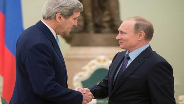 كيري إلتقى بوتين في موسكو لبحث مقترحات حول الأزمة السورية