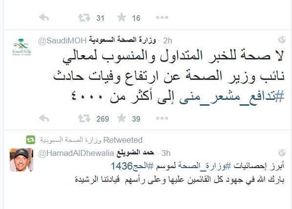 تضارب  في التصريحات السعودية.. الصحة تعلن إرتفاع حصيلة ضحايا منى إلى 4173 ثمّ تتراجع