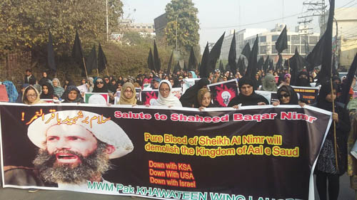 بالصور .. سلسلة تظاهرات في باكستان تنديدًا باعدام السعودية للشيخ النمر