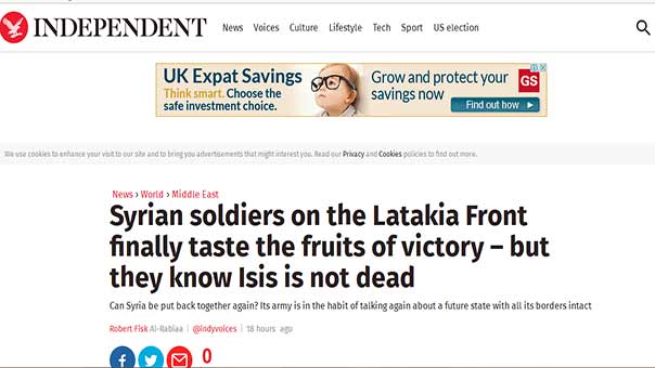 روبرت فيسك نقلاً عن ضابط سوري: يمكنك أن تتخيل مدى غضب الأتراك الآن