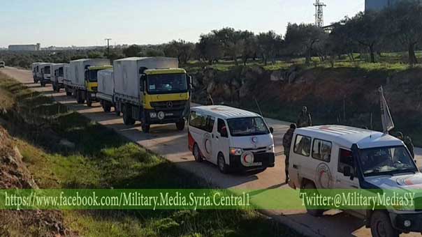 مساعدات انسانية الى مضايا والزبداني بريف دمشق وكفريا والفوعة بريف ادلب