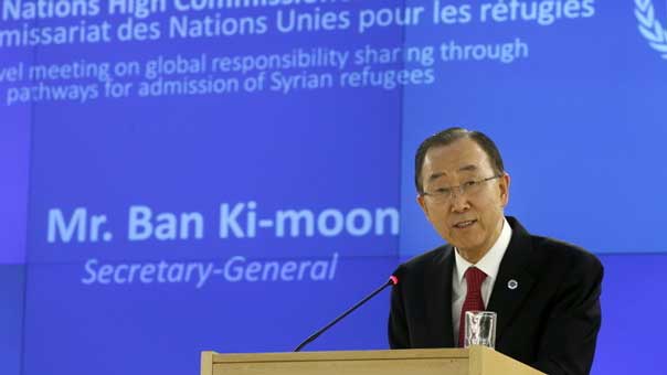 بان كي مون يدعو لمساعدة اللاجئين السوريين وإعادة توطين 480 ألفا منهم في أوروبا