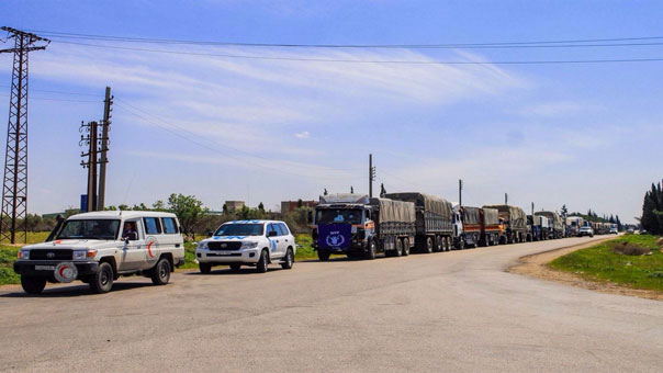ادخال قافلة مساعدات انسانية إلى ريف حمص الشمالي