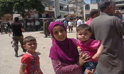 توزيع مساعدات انسانية روسية في مدينة الرحيبة بريف دمشق