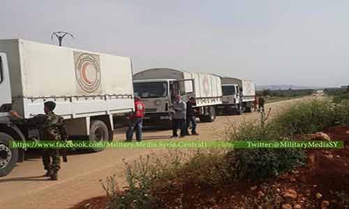 دخول مساعدات غذائية واغاثية إلى بلدتي كفريا والفوعة وبلدة مضايا