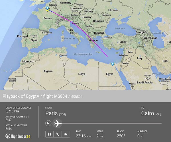 تحطم طائرة مصرية قبالة السواحل اليونانية والبحث جارٍ لكشف اسرار الحادث 
