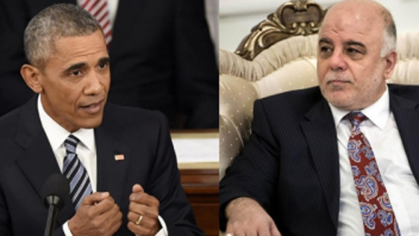 العبادي لاوباما: سنكمل تحرير الفلوجة وكل العراق