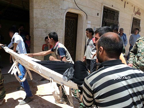 شهيدان وستة جرحى في قصف صاروخي للمجموعات الإرهابية على بلدة كفريا المحاصرة