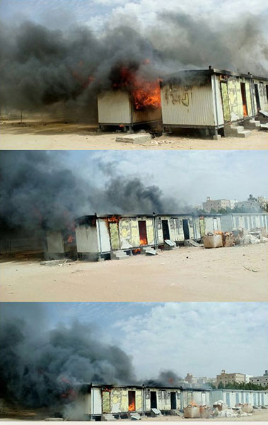 موظفو سعودي أوجيه في جدة يحرقون مكان سكنهم في مجمع الشركة احتجاجاً على عدم دفع الرواتب