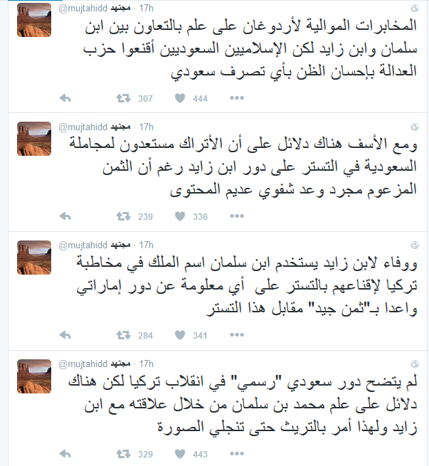 &rsquo;مجتهد&rsquo;: محمد بن سلمان على عِلم بالانقلاب التركي