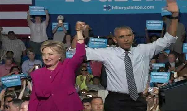 أوباما للديمقراطيين: سنقود هيلاري كلينتون إلى الرئاسة.. وبايدن: ترامب لا يعرف شيئًا