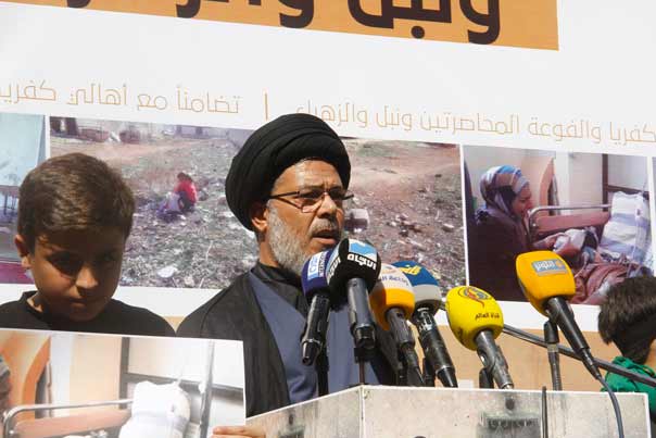 احتفال تضامني مع اهالي كفريا والفوعا ونبل والزهراء قرب مجمع القائم (ع): لضرورة اقتلاع الارهاب وانقاذ الاطفال