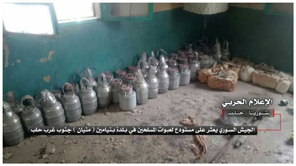 الجيش السوري يعثر على معامل لتصنيع القذائف في حلب وريف دمشق