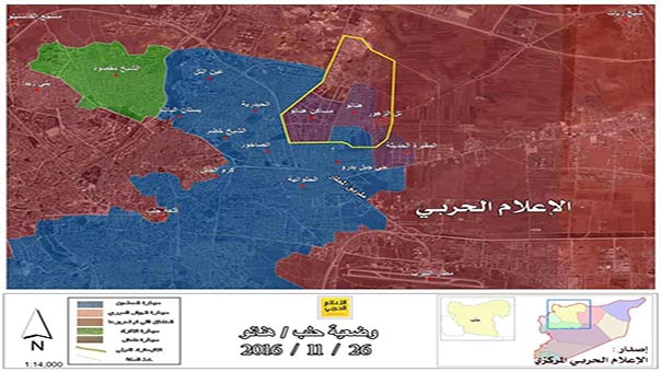 الجيش السوري يسيطر على مساكن هنانو بحلب ويحكم قبضته على مسلحي الأحياء الشرقية