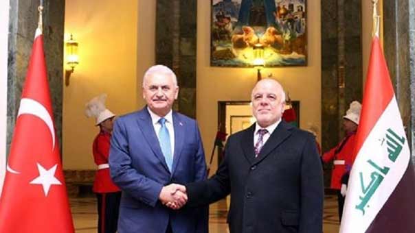 العبادي ويلدريم يؤكدان على تعزيز العلاقات بين البلدين وانسحاب القوات التركية من بعشيقة