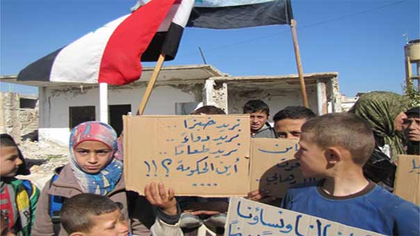  وقفة جديدة لأهالي كفريا والفوعة ضد الحصار الجائر