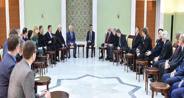 الرئيس الأسد لوفد برلماني روسي أوروبي: سوريا ماضية في رؤيتها لحل الأزمة عبر مكافحة الإرهاب والعملية السياسية