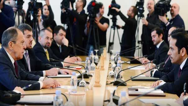 لافروف خلال استقباله وزير الخارجية القطري : روسيا مهتمة بمناقشة جهود تسوية الأزمة السورية مع قطر