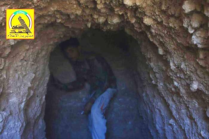  بالصور.. الحشد الشعبي يعثر على انفاق لـ&rdquo;داعش&rdquo; جنوب القيروان