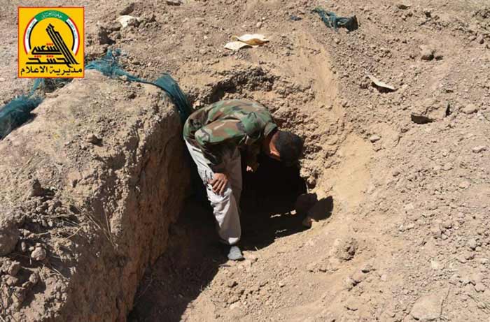  بالصور.. الحشد الشعبي يعثر على انفاق لـ&rdquo;داعش&rdquo; جنوب القيروان