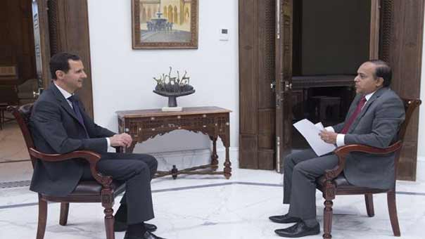 الرئيس الأسد لقناة &ldquo;ويون تي في&rdquo; الهندية: الوضع في سورية يشهد تحسنا كبيرا والمجموعات الإرهابية في حالة تراجع