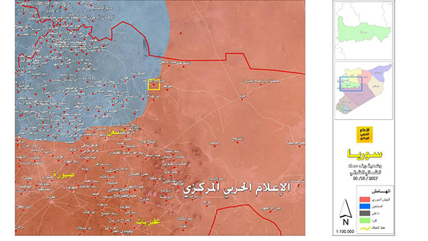 خرائط تظهر وضعيات الجيش السوري وحلفائه في ريف حماه ودير الزور