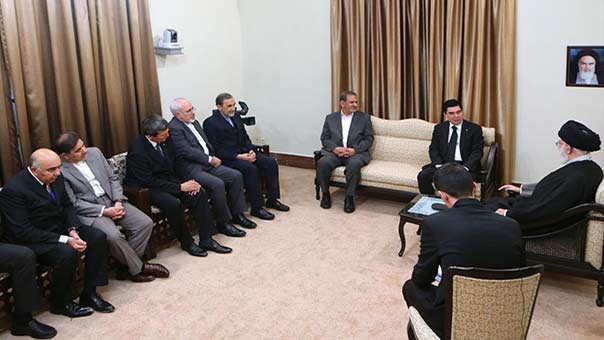 الامام الخامنئي يستقبل الرئيس التركمانستاني : التصدي للتيارات الارهابية يكون بنشر التعاليم الاسلامية الصحيحة