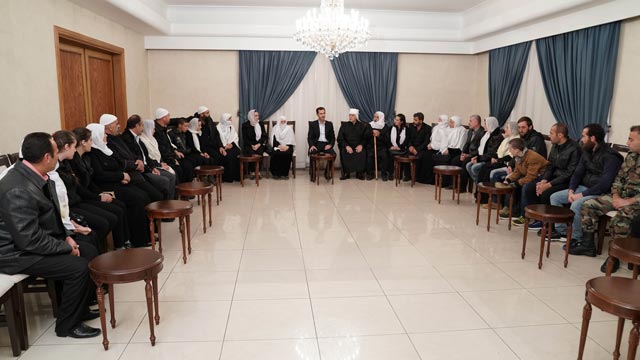 الأسد أمام محرري السويداء : البحث عن كل مخطوف والعمل على تحريره من أولوياتنا