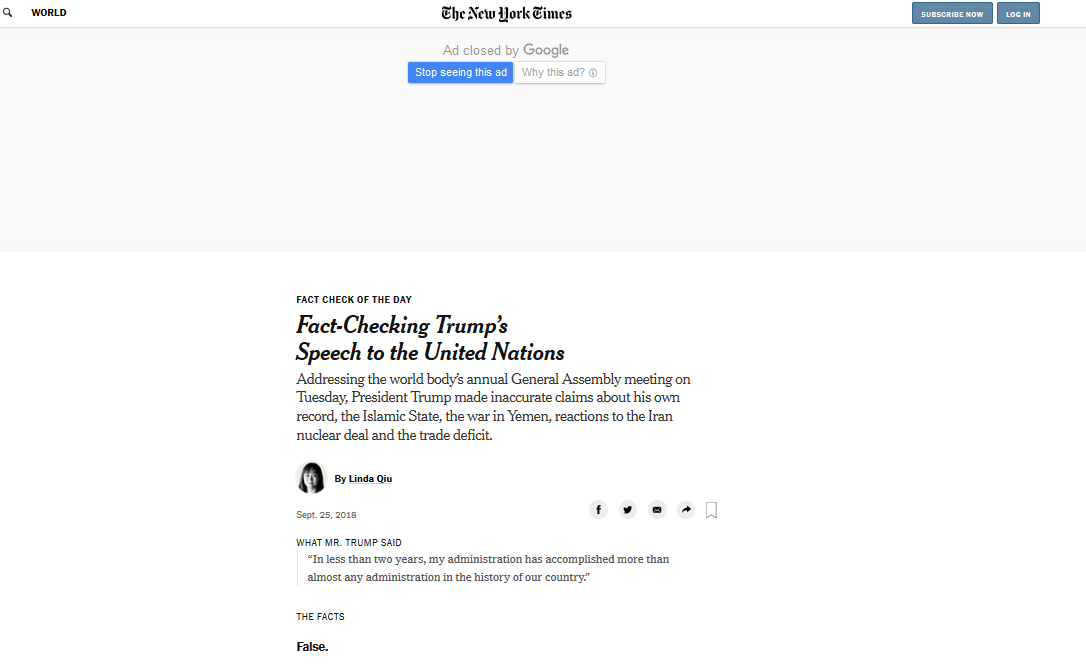 ’نيويورك تايمز’ تفصّل أكاذيب ترامب